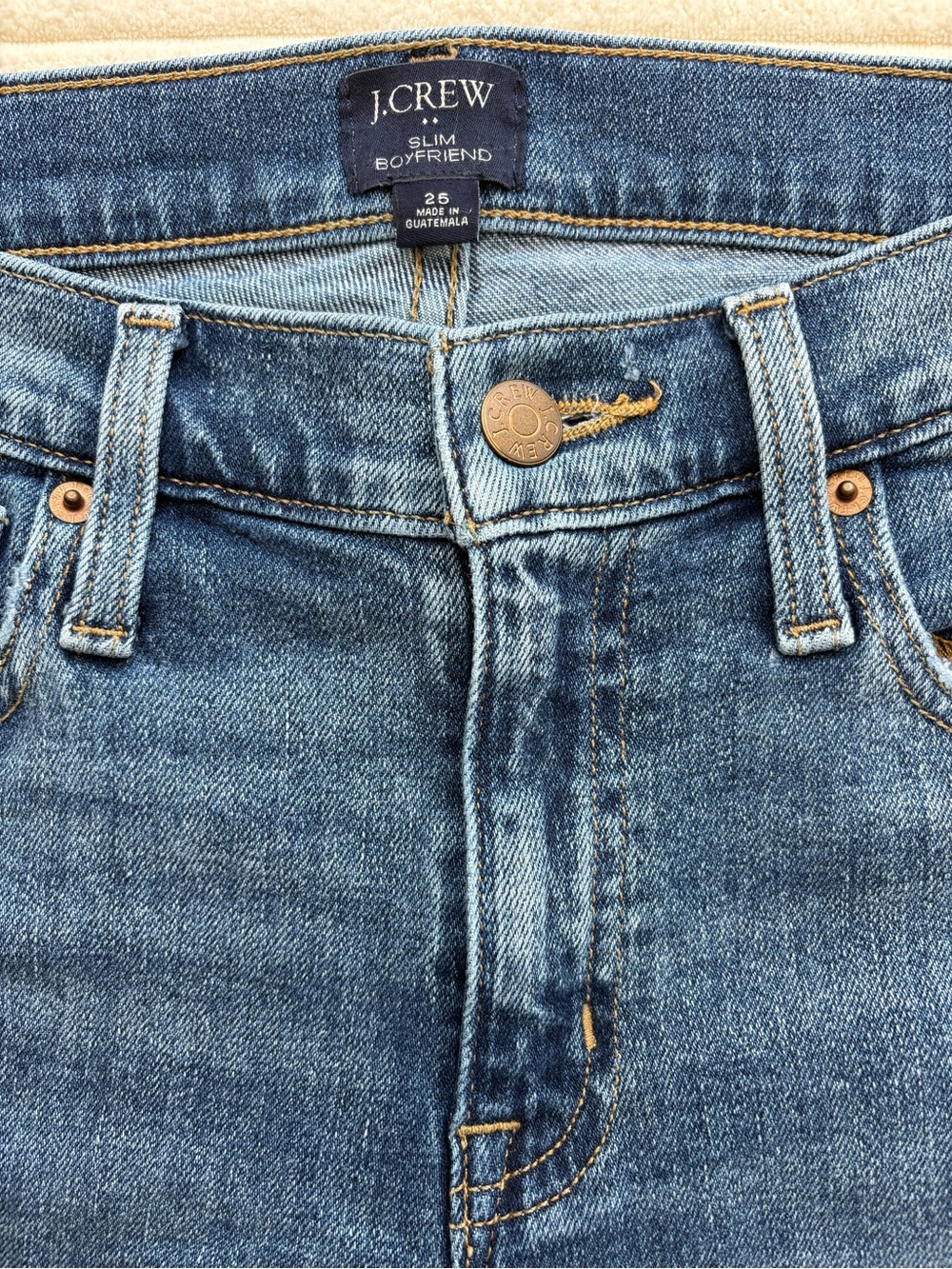 J.Crew Slim Boyfriend Jeans Size 25 Medium Blue Wash Distressed - Picture 8 of 10